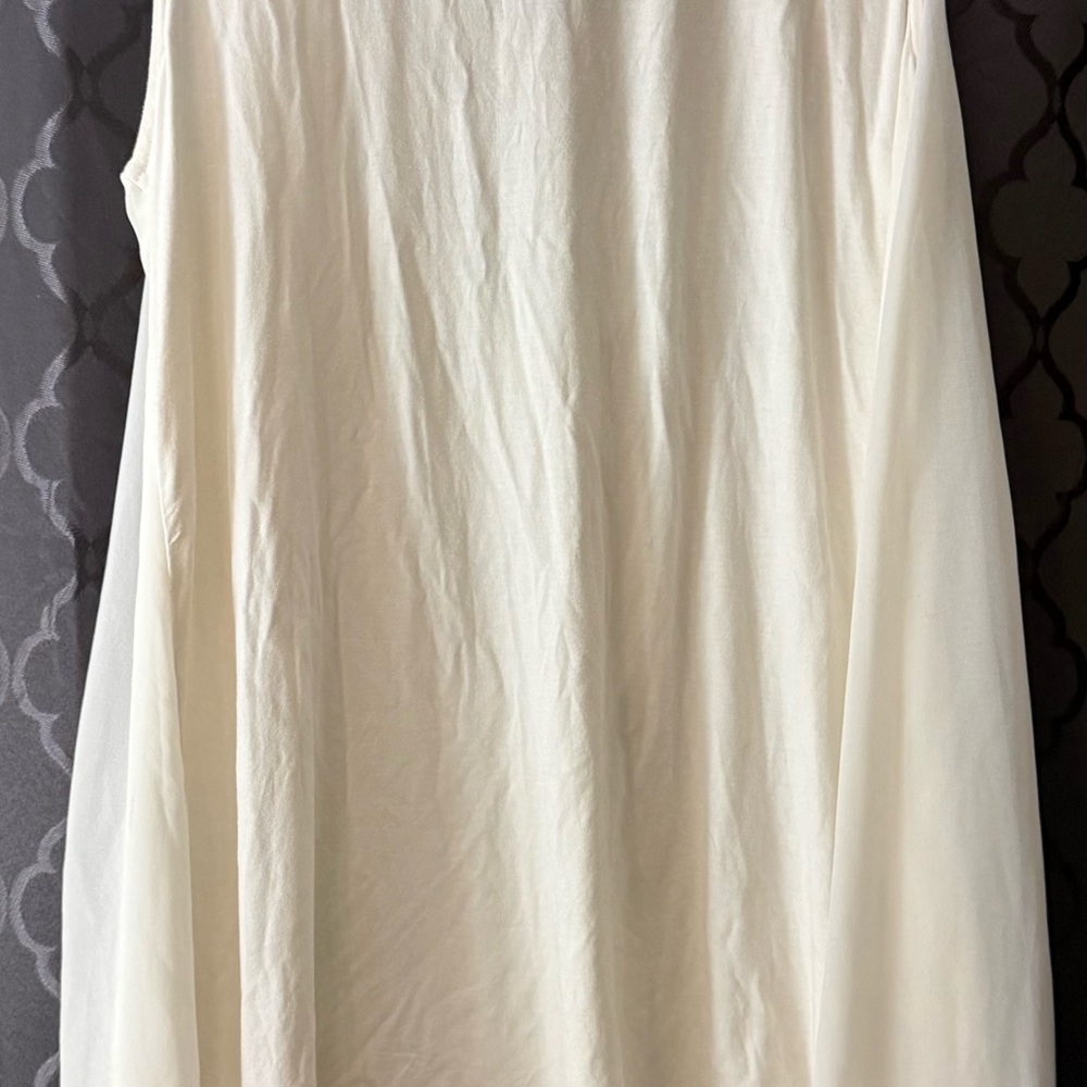 WHBM Cream Sleeveless Drape Neck Sheer Overlay Mini Womens Dress M - Picture 3 of 5